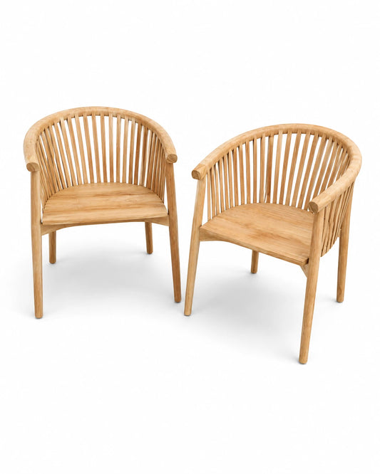 Aura Teak Leather Dining Chair Curved Accent Chair Coastal Modern
