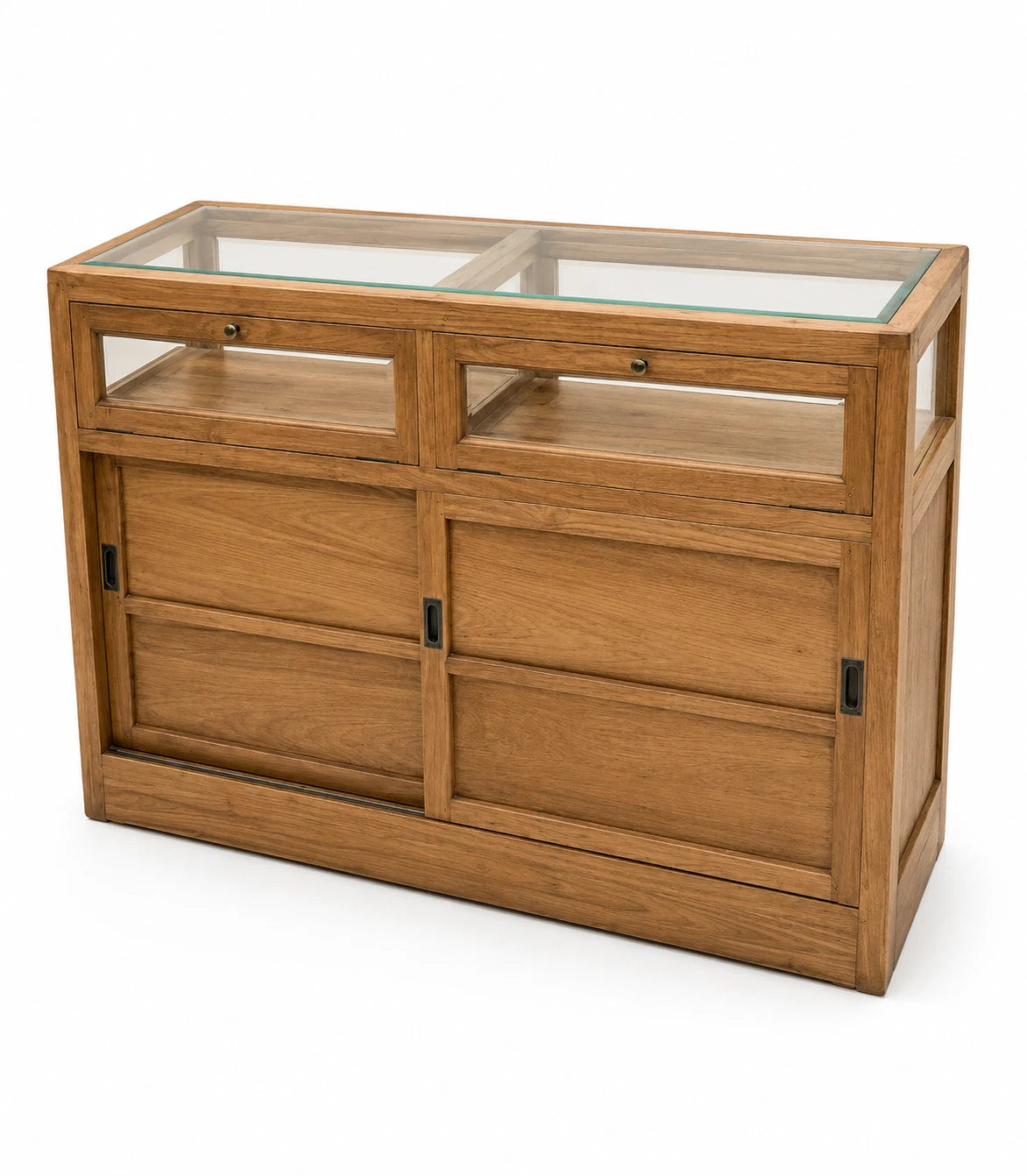 Teak Glass Display Cabinet Console Sideboard Retail Shop Counter