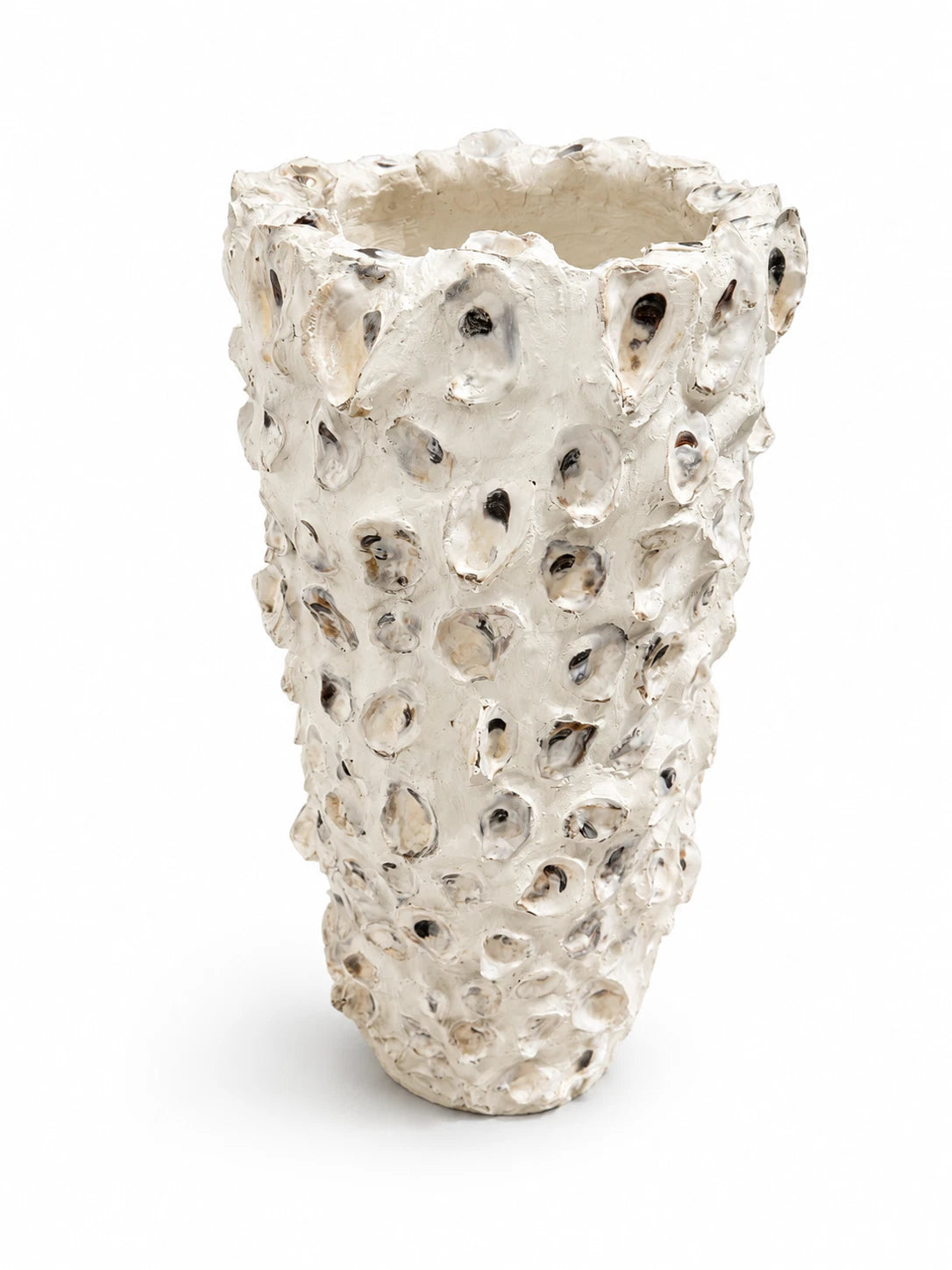 Large Oyster Shell Vessel Coastal Sculptural Floor Vase Decor 100cm