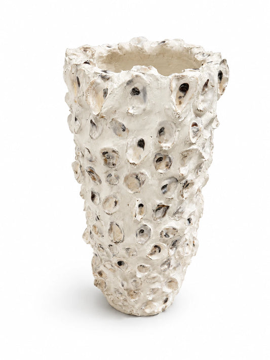Large Oyster Shell Vessel Coastal Sculptural Floor Vase Decor 100cm