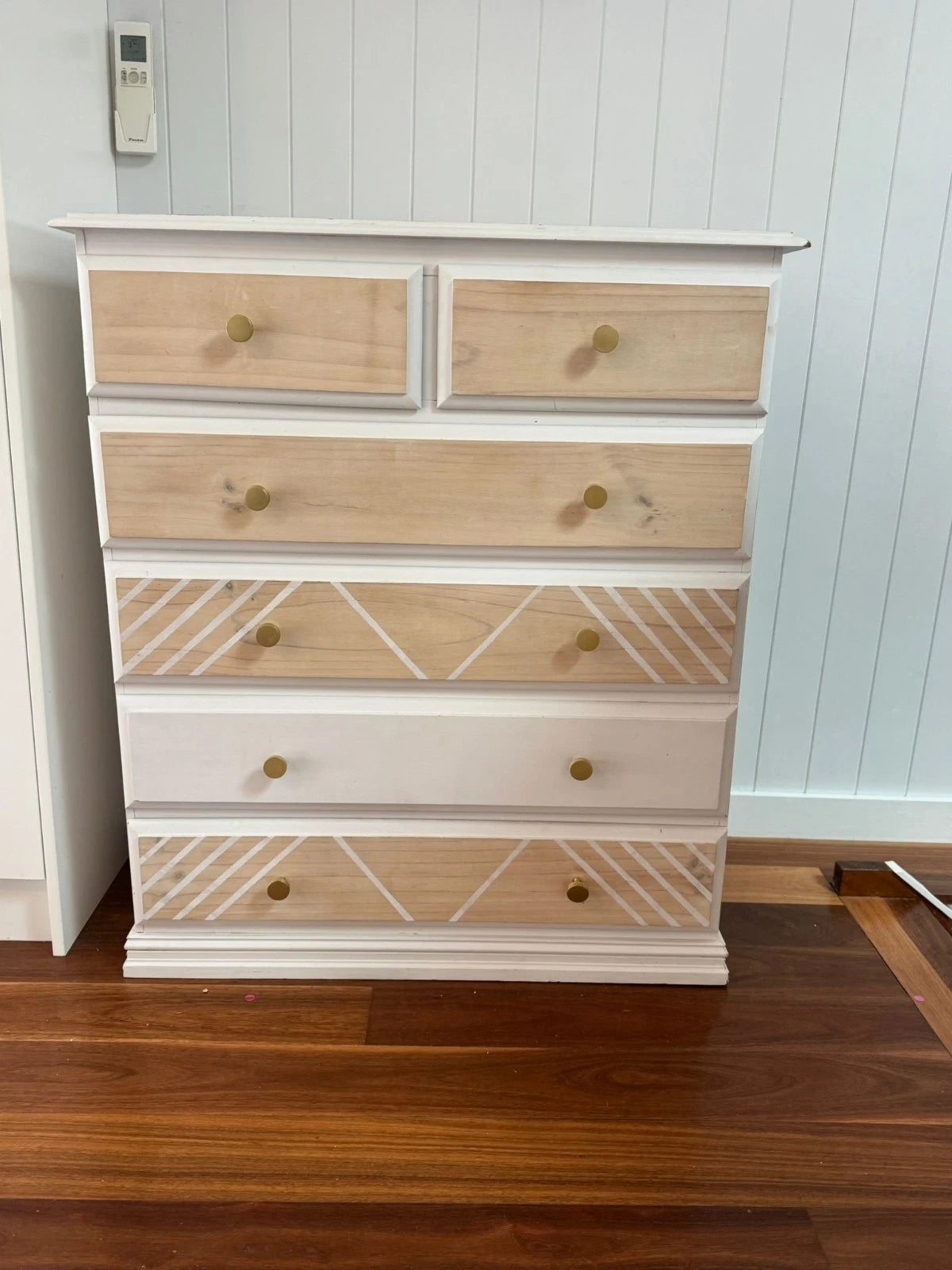 Boho Coastal Timber Tallboy Chest of Drawers White Natural Wood Dresser